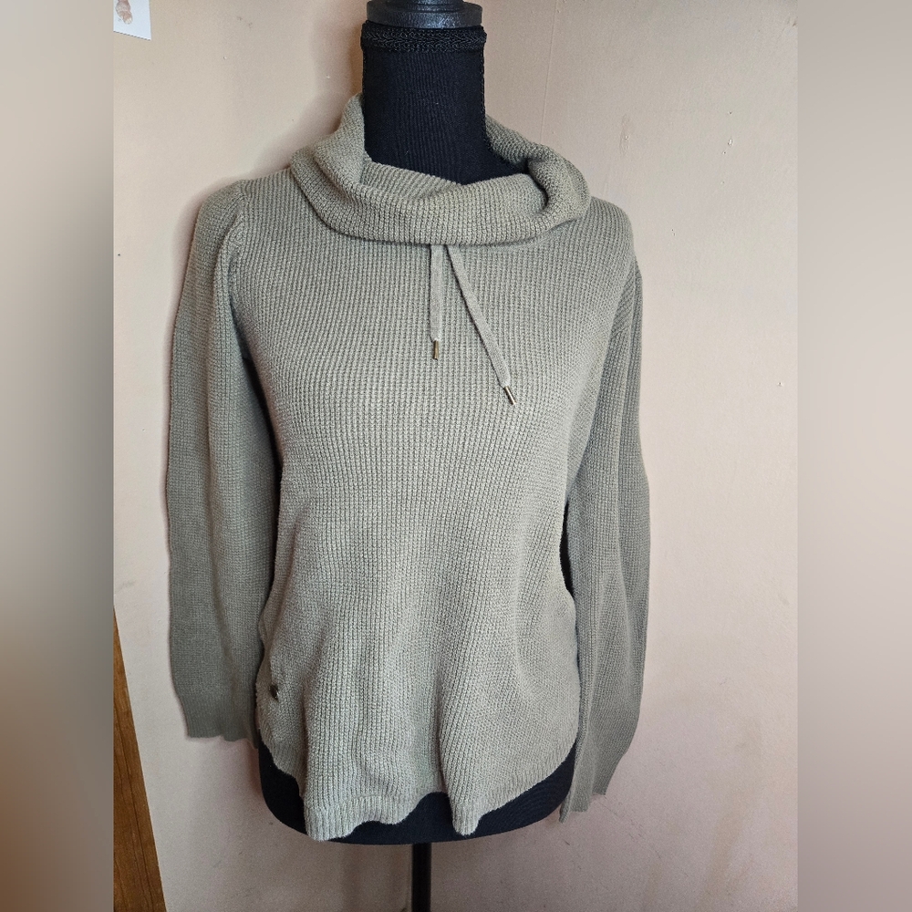 Olive Ralph Lauren Womens Cowl Neck Knit Sweater